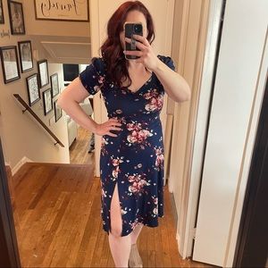 Socialite Floral Bubble Sleeve Midi dress